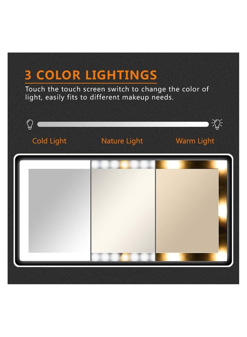 Generic Car Led Mirror With Touch And 3 Light Modes Rechargeable Fits All Cars  - Image 4
