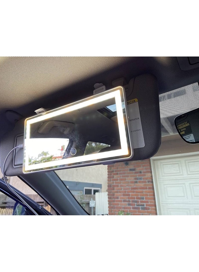 Generic Car Led Mirror With Touch And 3 Light Modes Rechargeable Fits All Cars  - Image 2