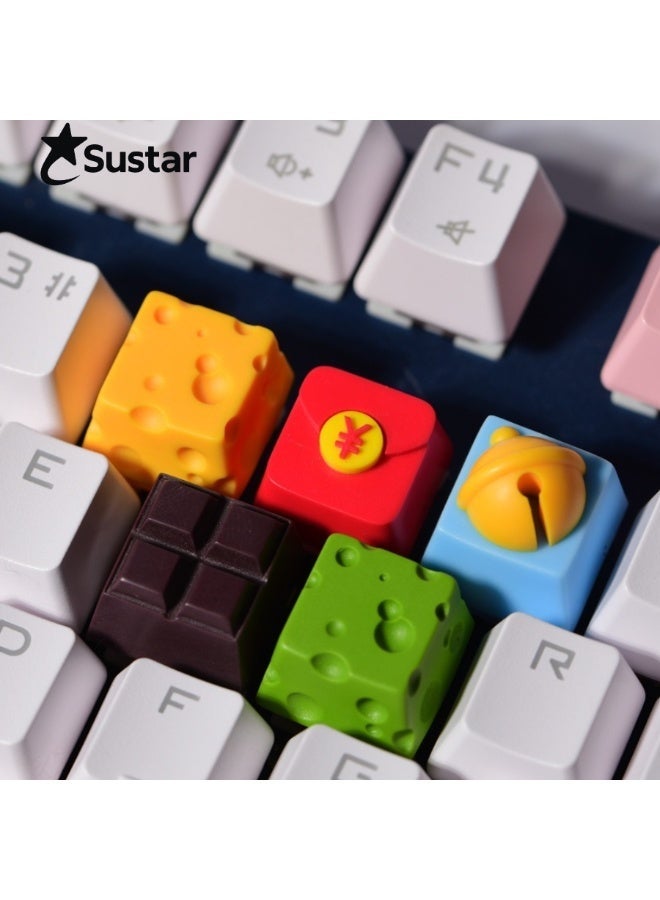 Cute Cheese Resin Keycap, Creative Handmade Keycap for Mechanical Keyboards, Cartoon Style, Anime-Inspired Design - Image 1