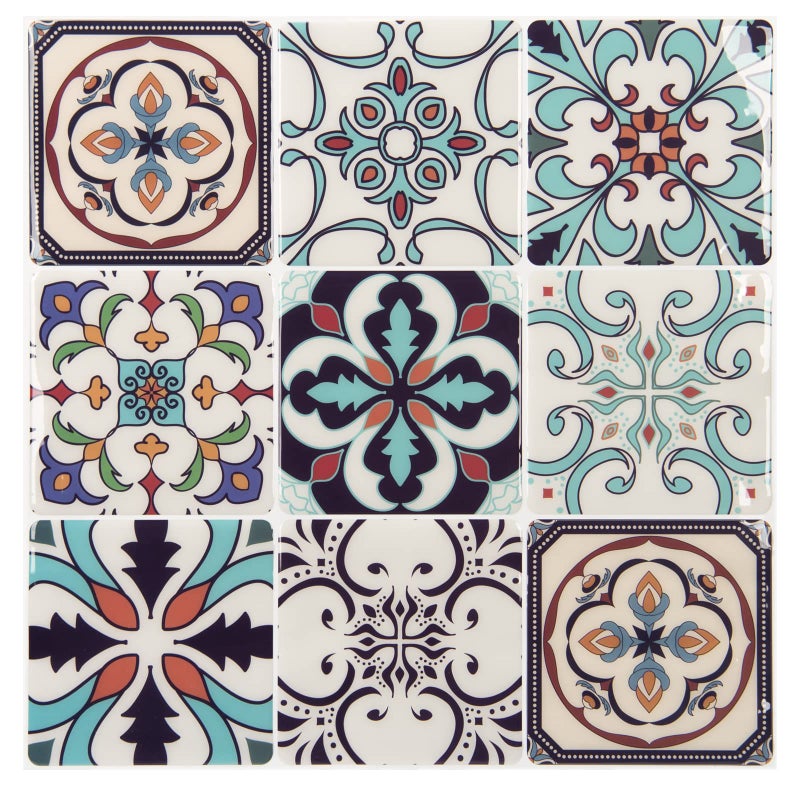 LONGKING Peel and Stick Backsplash Tile Stickers, Maximum Blue Green Tile for Kitchen, Stick on Wall Tiles (10 Sheets) - Image 1