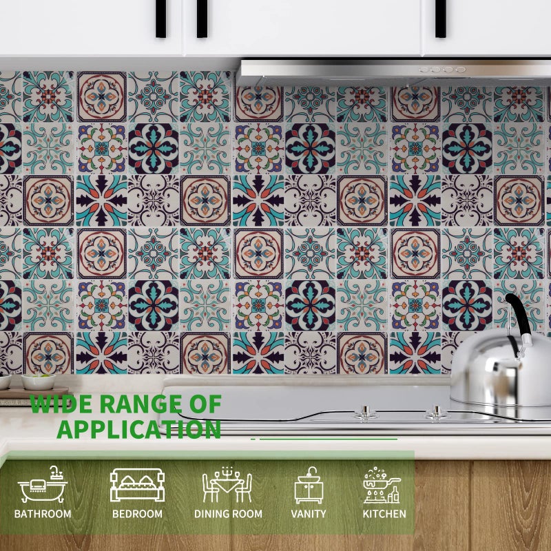 LONGKING Peel and Stick Backsplash Tile Stickers, Maximum Blue Green Tile for Kitchen, Stick on Wall Tiles (10 Sheets) - Image 3