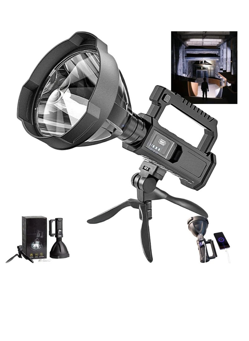 Generic - Emergency Lights 90000 Lumen LED Super Bright Searchlight, Rechargeable Spotlight Flashlight , 4 Modes Waterproof Searchlight Spotlight, for Hiking, Camping, Emergency,with Tripod And USB (W5119) - Image 1