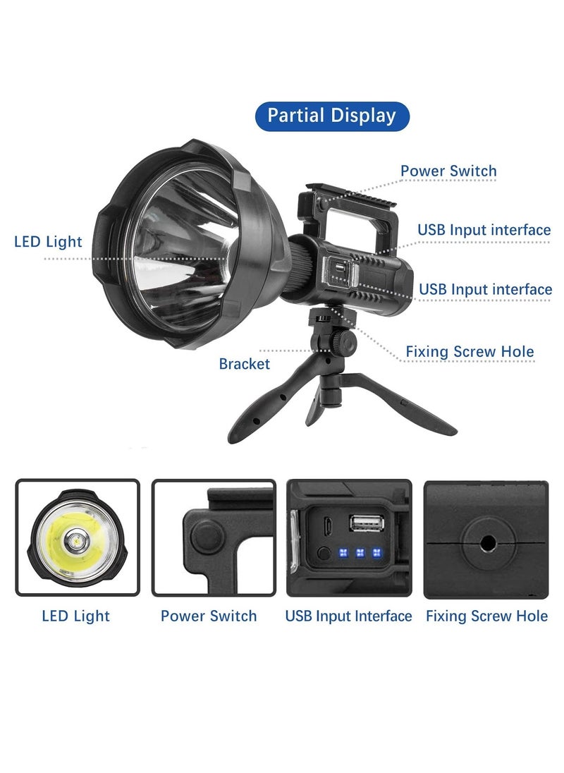 Generic - Emergency Lights 90000 Lumen LED Super Bright Searchlight, Rechargeable Spotlight Flashlight , 4 Modes Waterproof Searchlight Spotlight, for Hiking, Camping, Emergency,with Tripod And USB (W5119) - Image 1