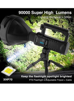 Emergency Lights 90000 Lumen LED Super Bright Searchlight, Rechargeable Spotlight Flashlight , 4 Modes Waterproof Searchlight Spotlight, for Hiking, Camping, Emergency,with Tripod And USB (W5119) - pzsku/Z260E0F8A3EBCC409E313Z/45/_/1704625420/4d279c00-f5dc-4762-a41f-356749bb7882