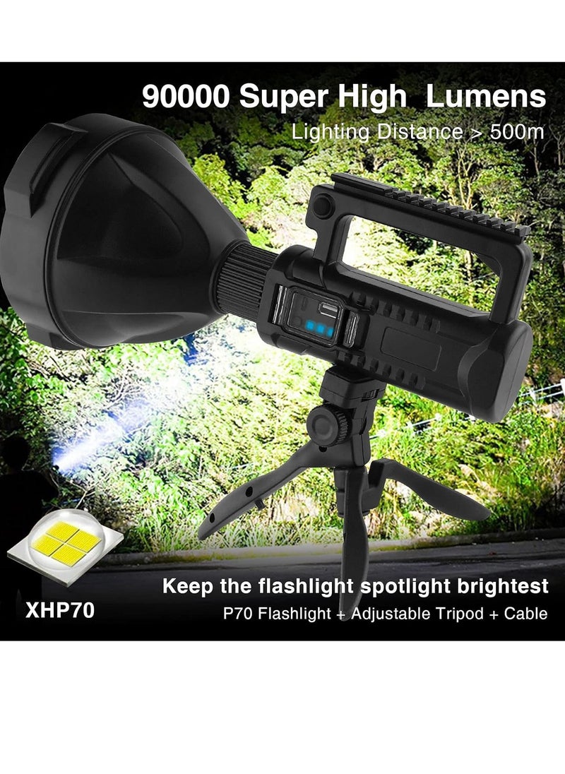 Generic - Emergency Lights 90000 Lumen LED Super Bright Searchlight, Rechargeable Spotlight Flashlight , 4 Modes Waterproof Searchlight Spotlight, for Hiking, Camping, Emergency,with Tripod And USB (W5119) - Image 1