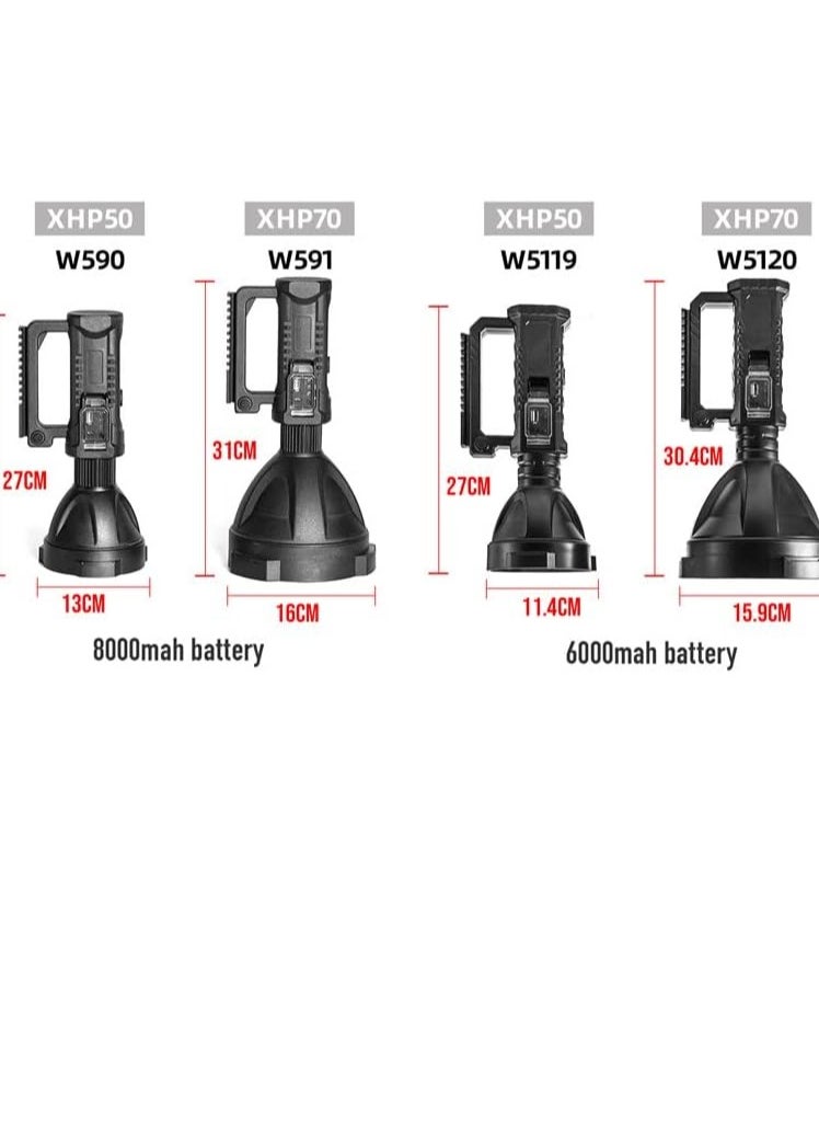 Generic - Emergency Lights 90000 Lumen LED Super Bright Searchlight, Rechargeable Spotlight Flashlight , 4 Modes Waterproof Searchlight Spotlight, for Hiking, Camping, Emergency,with Tripod And USB (W5119) - Image 1