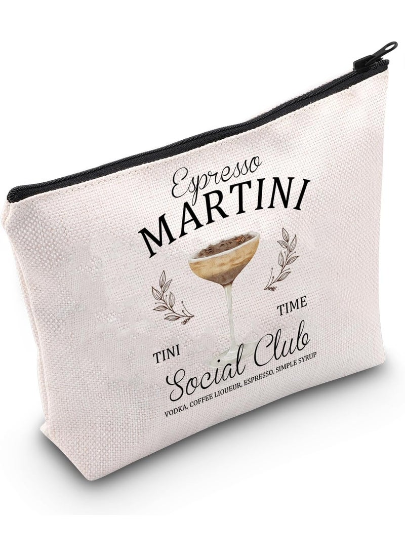 WCGXKO - WCGXKO Espresso Martini Social Club Bachelor Bachelorette Birthday Party Favor Zipper Pouch Makeup Bag (B-Espresso Martini), beige - Image 1