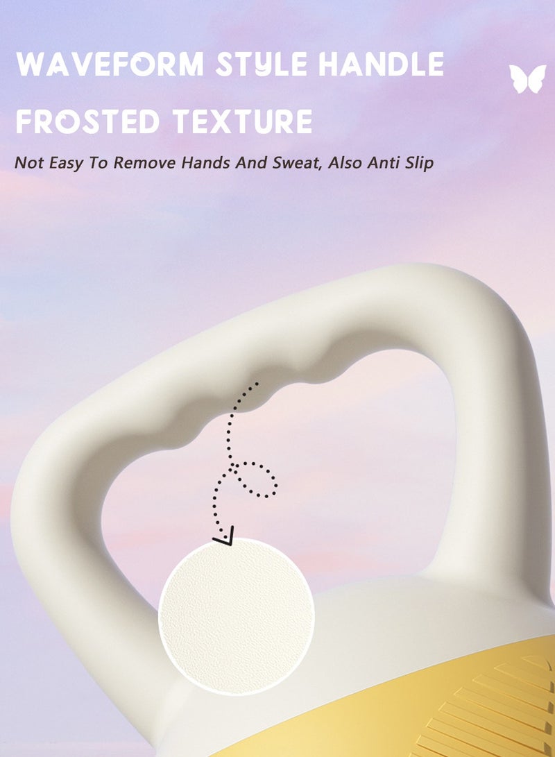 شويوين جرس كيتل بيل 8 كجم مصنوع من مادة البولي فينيل كلوريد، هيكل ناعم، لتشكيل الجسم، تدريب القوة والسلامة والوقاية من الإصابات، مناسب للصالة الرياضية المنزلية والمكتبية، باللون الأصفر - Image 2