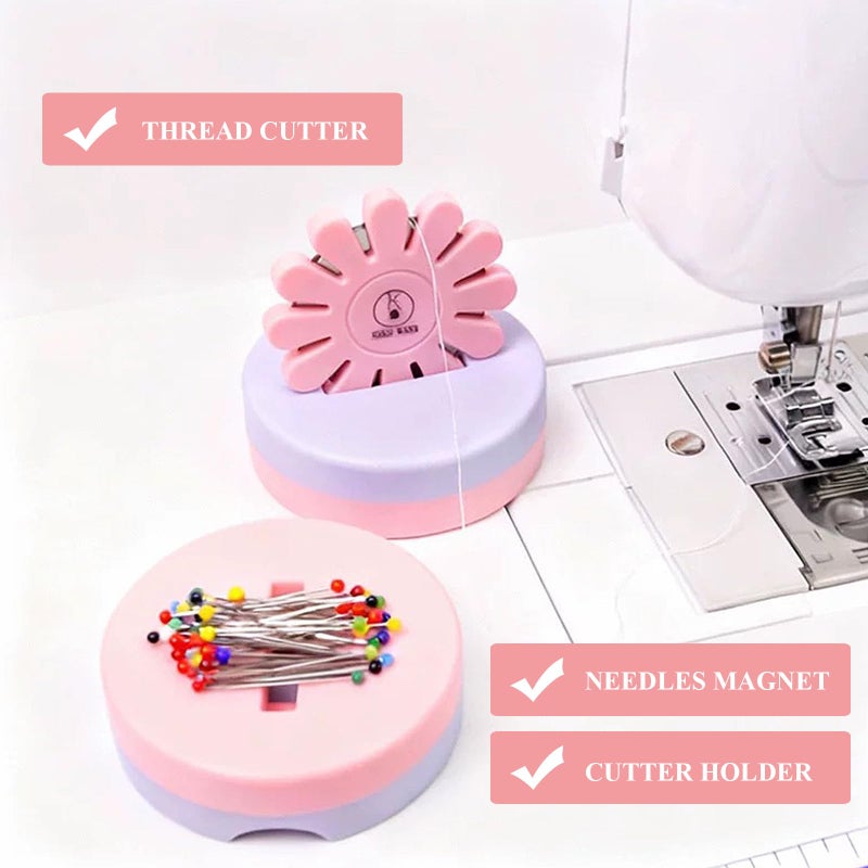 Yushen Thread Cutter Tool for Sewing, Flower Thread Cutting with Stand Quilting Supplies for Sewing Tools Magnetic Pins Holder Chain Piecing Blade Not Removable (Pink Case) - Image 2