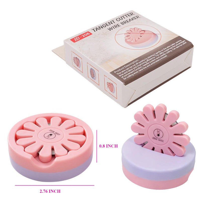 Yushen Thread Cutter Tool for Sewing, Flower Thread Cutting with Stand Quilting Supplies for Sewing Tools Magnetic Pins Holder Chain Piecing Blade Not Removable (Pink Case) - Image 3