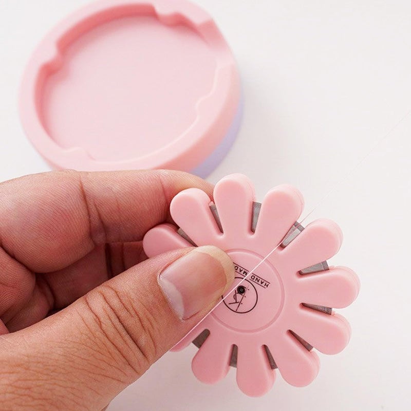Yushen Thread Cutter Tool for Sewing, Flower Thread Cutting with Stand Quilting Supplies for Sewing Tools Magnetic Pins Holder Chain Piecing Blade Not Removable (Pink Case) - Image 5
