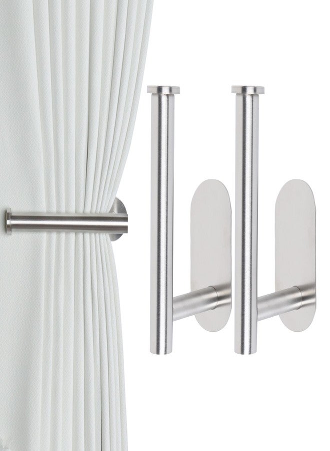 Groleca 2 Pack Adhesive Curtain Holdbacks - No Drill Curtain Tie Backs & Pull Backs (2, Silver) - Image 1