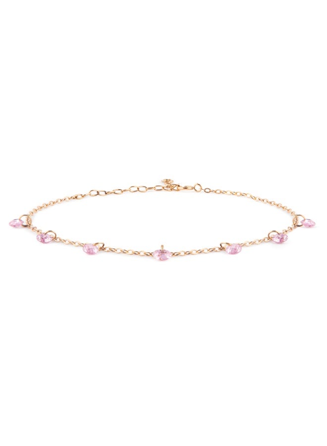 Minza ” Hanami ” Pure 18K Gold, Quartz Stone, Handmade Anklet for Women, Chain Anklet, 1.00 grams of Gold, Jewelry for Casual & Special Occasion - Image 1