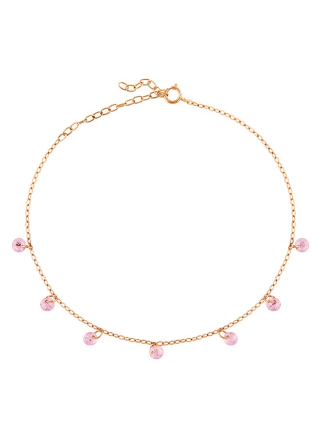 Minza ” Hanami ” Pure 18K Gold, Quartz Stone, Handmade Anklet for Women, Chain Anklet, 1.00 grams of Gold, Jewelry for Casual & Special Occasion - Image 3