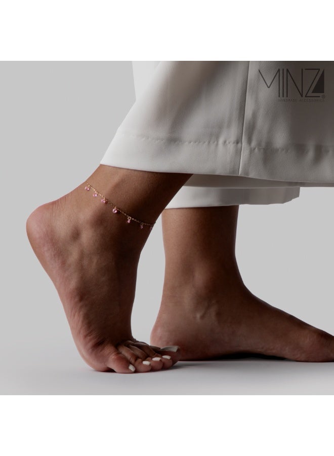 Minza ” Hanami ” Pure 18K Gold, Quartz Stone, Handmade Anklet for Women, Chain Anklet, 1.00 grams of Gold, Jewelry for Casual & Special Occasion - Image 4