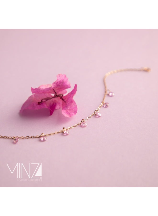 Minza ” Hanami ” Pure 18K Gold, Quartz Stone, Handmade Anklet for Women, Chain Anklet, 1.00 grams of Gold, Jewelry for Casual & Special Occasion - Image 5