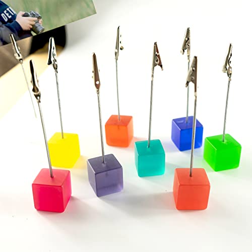 TFu 10 pcs Cube Base Picture Holders with Clip, Cute Polaroid Desktop Photo Paper Clip Stand for Paper Name Place Card Postcard Memo Menu Note Picture Christmas Wedding Number Card Display - Image 5