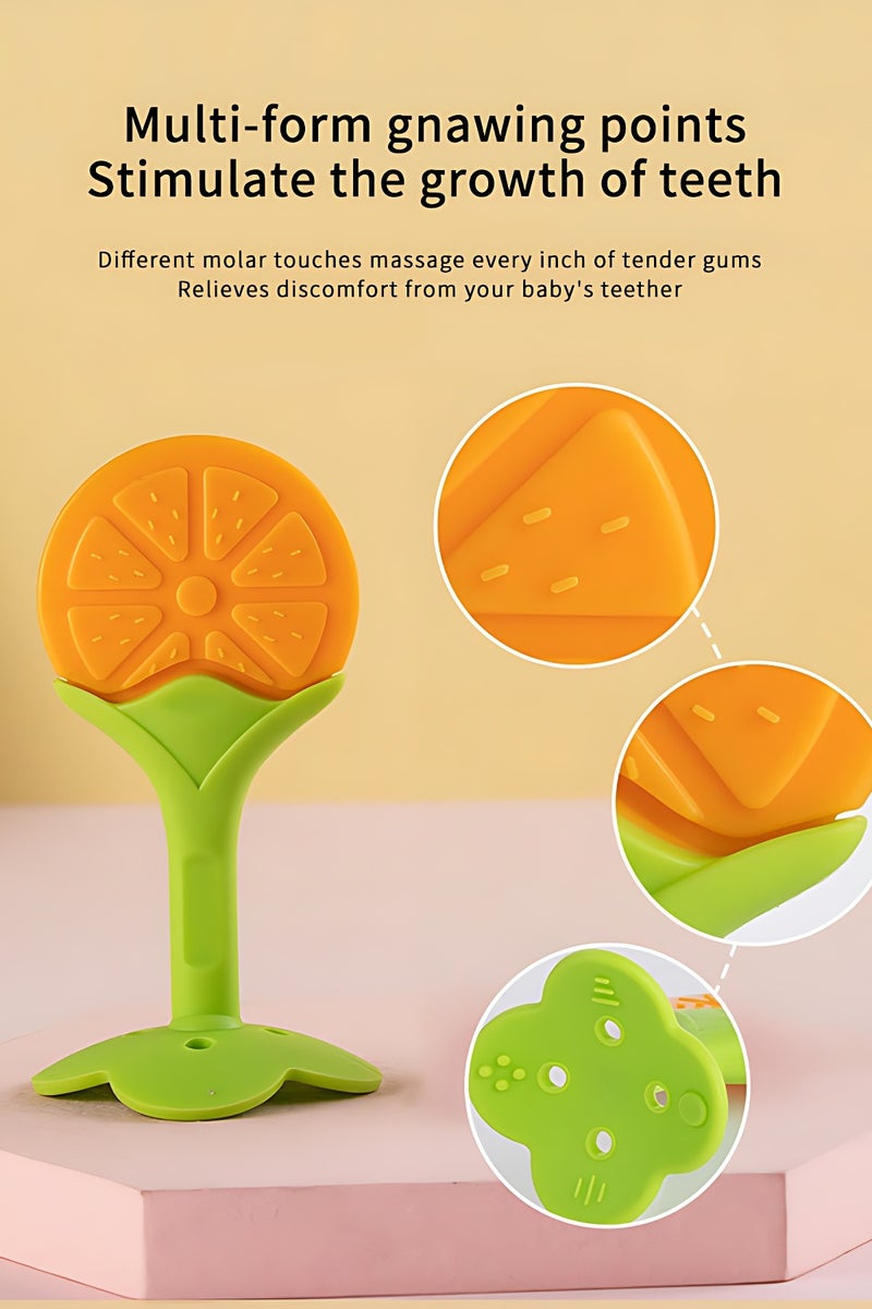 أوجا 6 قطع من ألعاب التسنين للأطفال، أشكال الفواكه والزرافة، مصاصات أطفال خالية من مادة BPA، مناسبة للبنين والبنات - Image 3