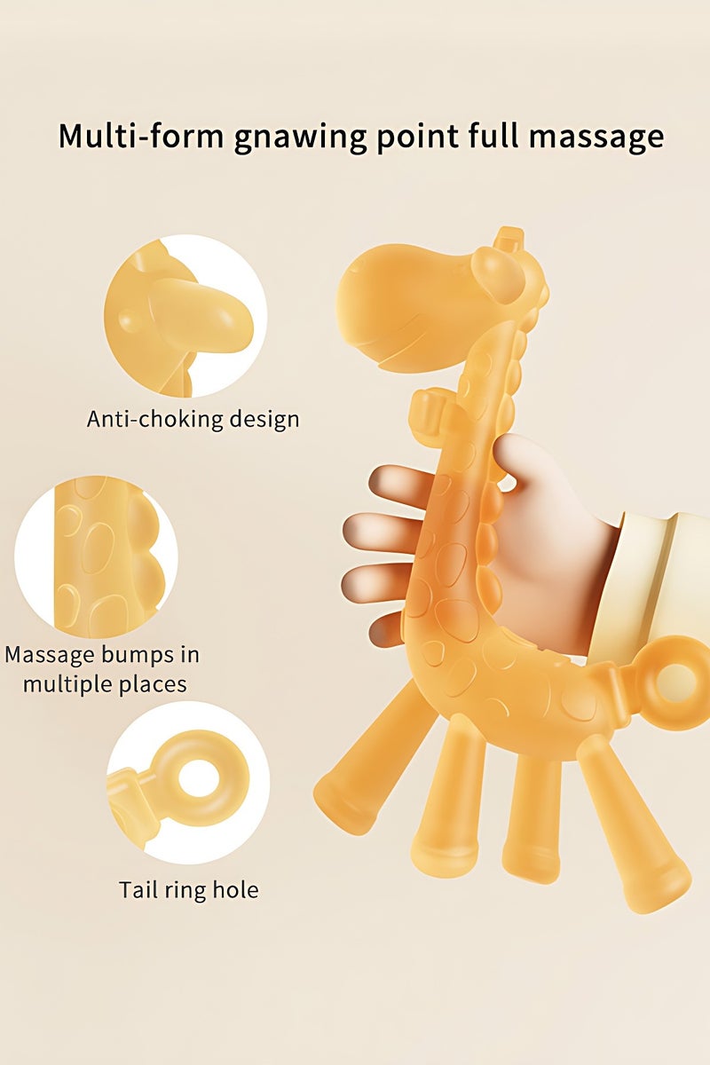 أوجا 6 قطع من ألعاب التسنين للأطفال، أشكال الفواكه والزرافة، مصاصات أطفال خالية من مادة BPA، مناسبة للبنين والبنات - Image 4
