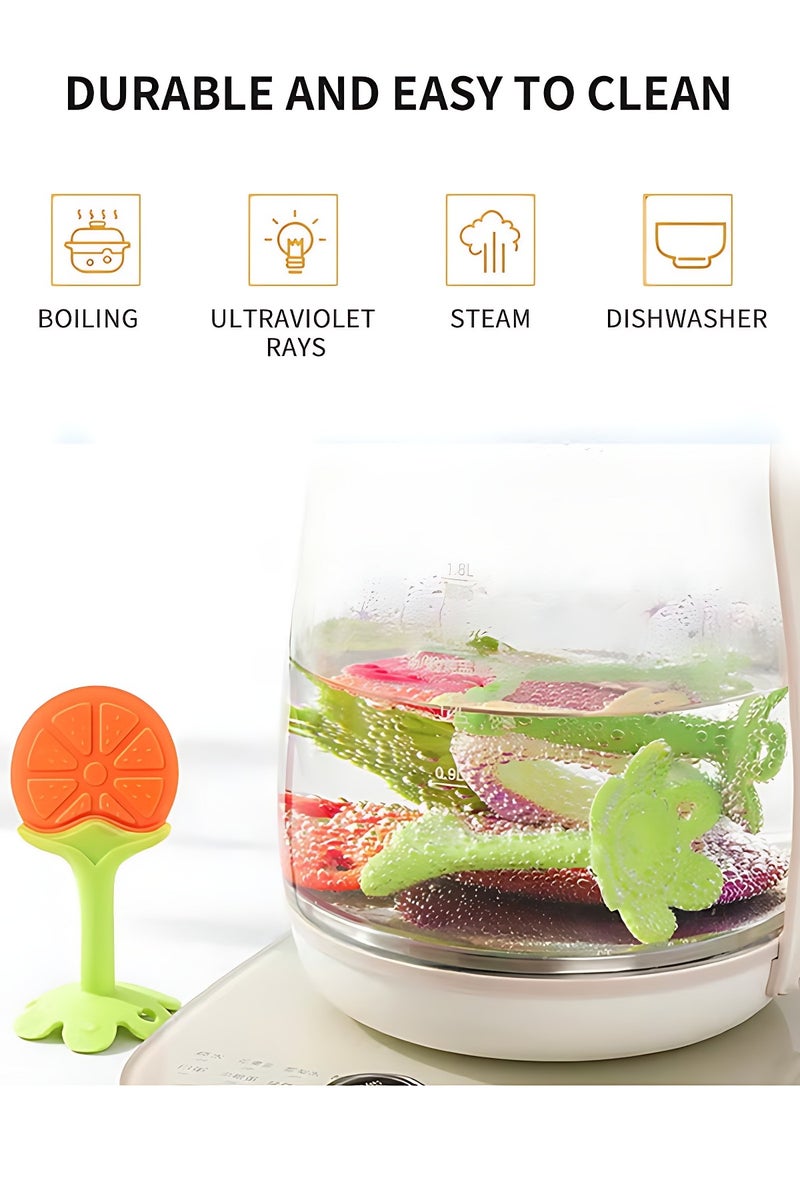 أوجا 6 قطع من ألعاب التسنين للأطفال، أشكال الفواكه والزرافة، مصاصات أطفال خالية من مادة BPA، مناسبة للبنين والبنات - Image 5