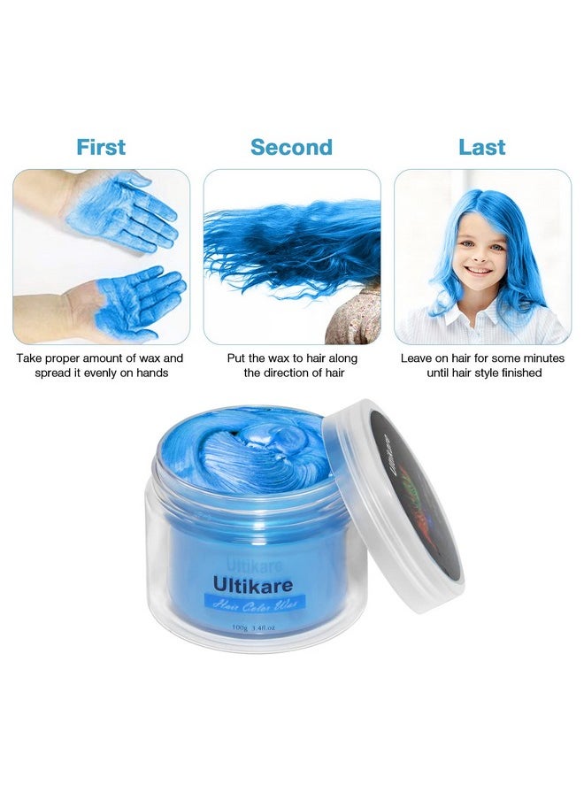 Ultikare Temporary Hair Color For Kids Ultikare Blue Hair Dye Natural Styling Wax Color Instant Mud Cream Gel 3.4 Fl Oz Girl Gifts Party Cosplay Diy Children'S Day  - Image 5