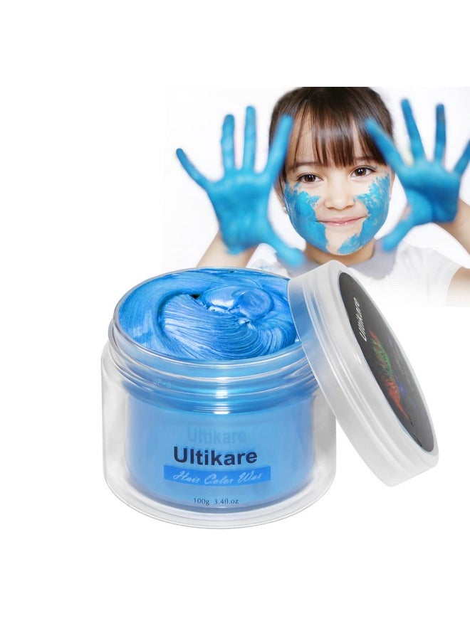 Ultikare Temporary Hair Color For Kids Ultikare Blue Hair Dye Natural Styling Wax Color Instant Mud Cream Gel 3.4 Fl Oz Girl Gifts Party Cosplay Diy Children'S Day  - Image 2