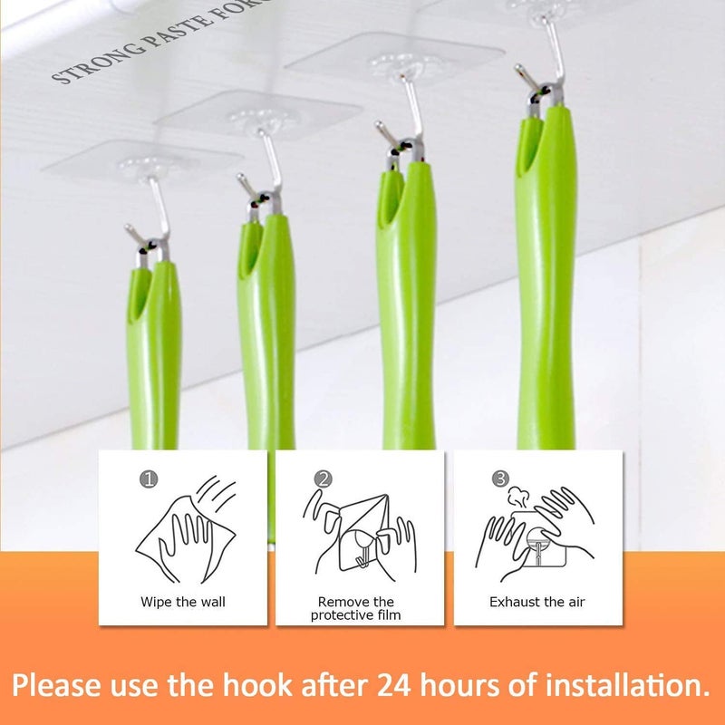HASTHIP Wall Hook Adhesive Plastic 11 Pcs 15kg Load Transparent - Image 3