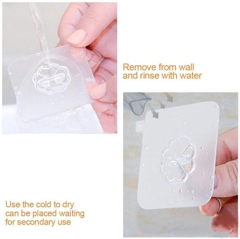 HASTHIP Wall Hook Adhesive Plastic 11 Pcs 15kg Load Transparent - Image 4