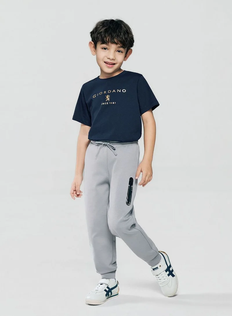 جيوردانو Kid's Regular Taper Stretch Interlock Jogger with Elastic Waist