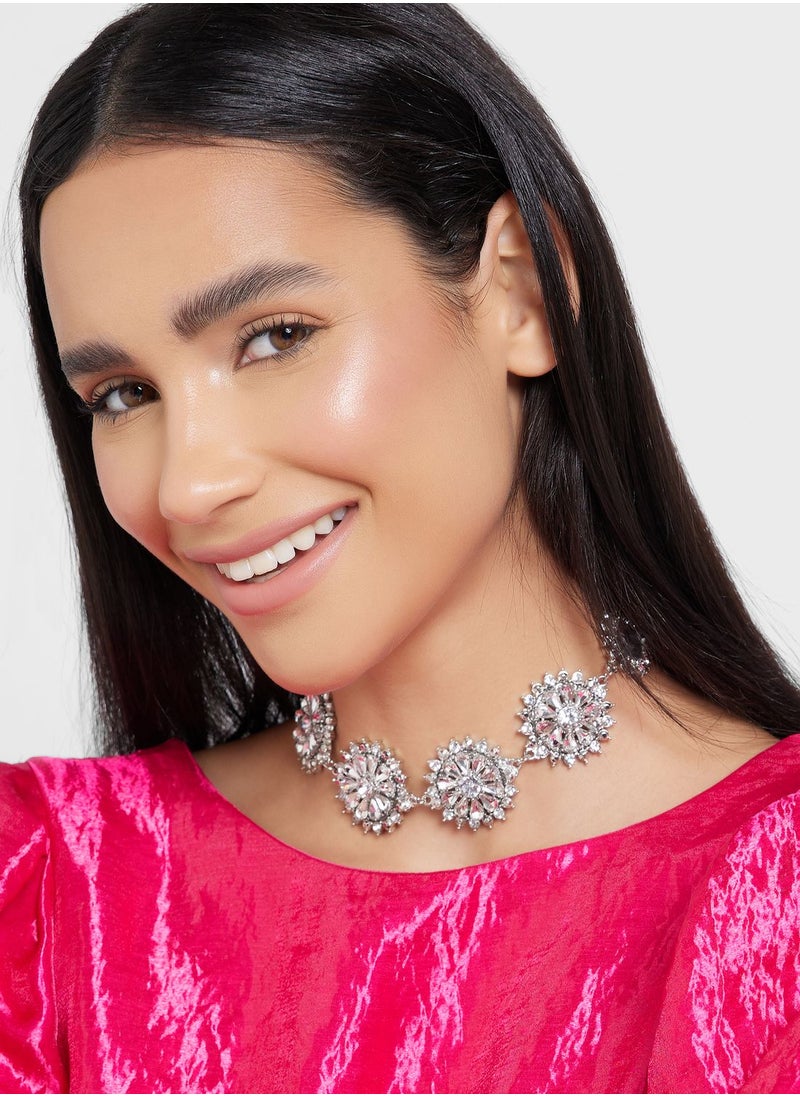 Khizana - Floral Embellished Choker Necklace - Image 1