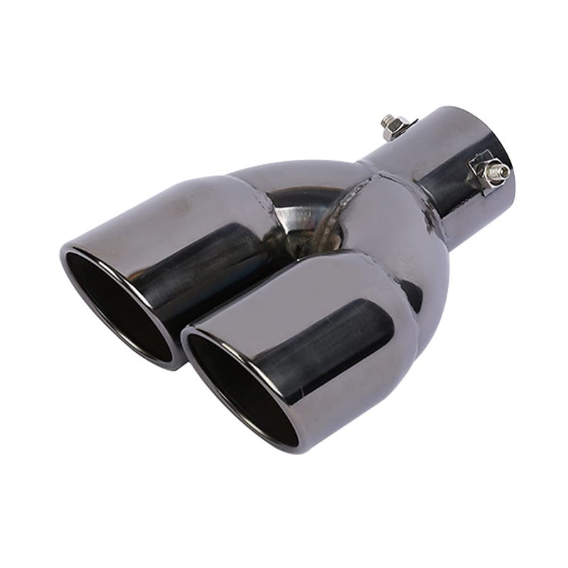 idain 25 inch Inlet Dual Exhaust Tip Stainless Steel Polished Muffler Tail Universal BoltOn Double Outlet Tail Pipe BlackStraight