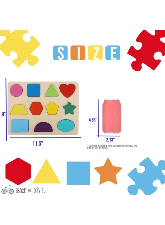 Asher and Olivia Wooden Puzzles For Toddlers And Rack Set (3 Pack) Bundle With Storage Holder Rack And Learning Clock 3 In 1 Kids Educational Preschool Peg Puzzles Alphabet Letters Numbers And Shapes - Image 4