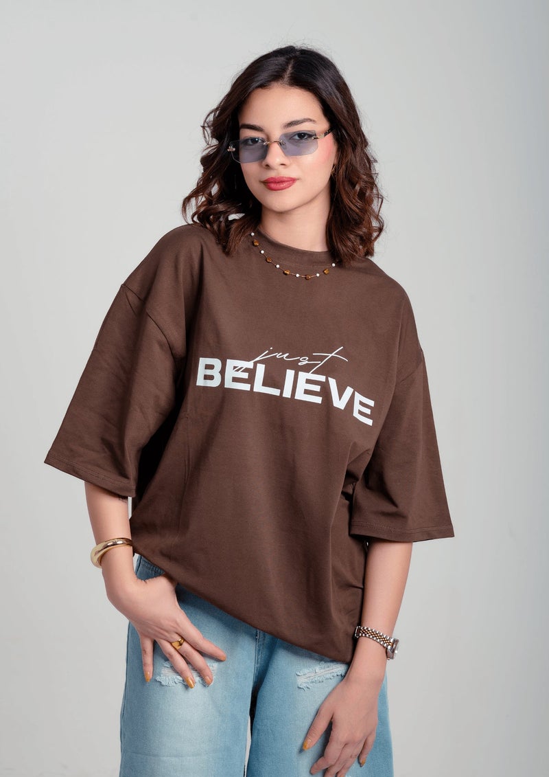 Dimanti Believe Oversized Graphic T-Shirt - Dark Gray - Image 4