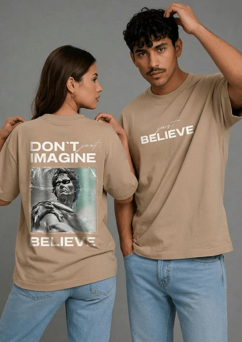 Dimanti Believe Oversized Graphic T-Shirt - Dark Gray - Image 3