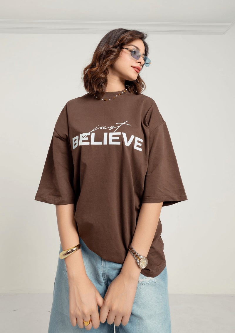 Dimanti Believe Oversized Graphic T-Shirt - Dark Gray - Image 5