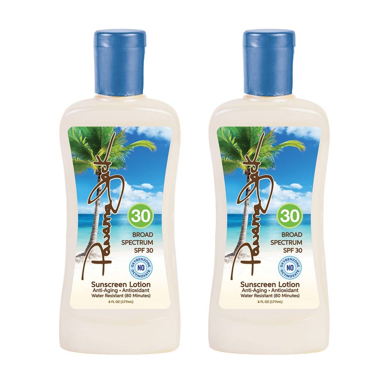 Panama Jack Sunscreen Suntan Lotion  SPF 30 Broad Spectrum UVAUVB Protection PABA Paraben Gluten  Cruelty Free 6 FL OZ Pack of 2