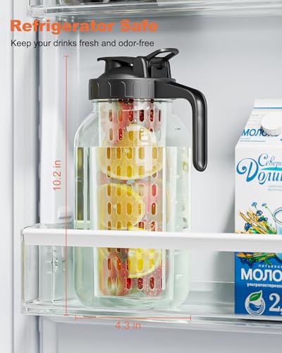 VA1KENE 64oz Glass Mason Jar Pitcher (Half Gallon) – Airtight & Leakproof Glass Pitcher with Lid, Wide Mouth 2 Quart with Pour Spout, Ideal for Iced Tea, Sun Tea, Cold Brew, Breastmilk & Infused Drinks - Image 4