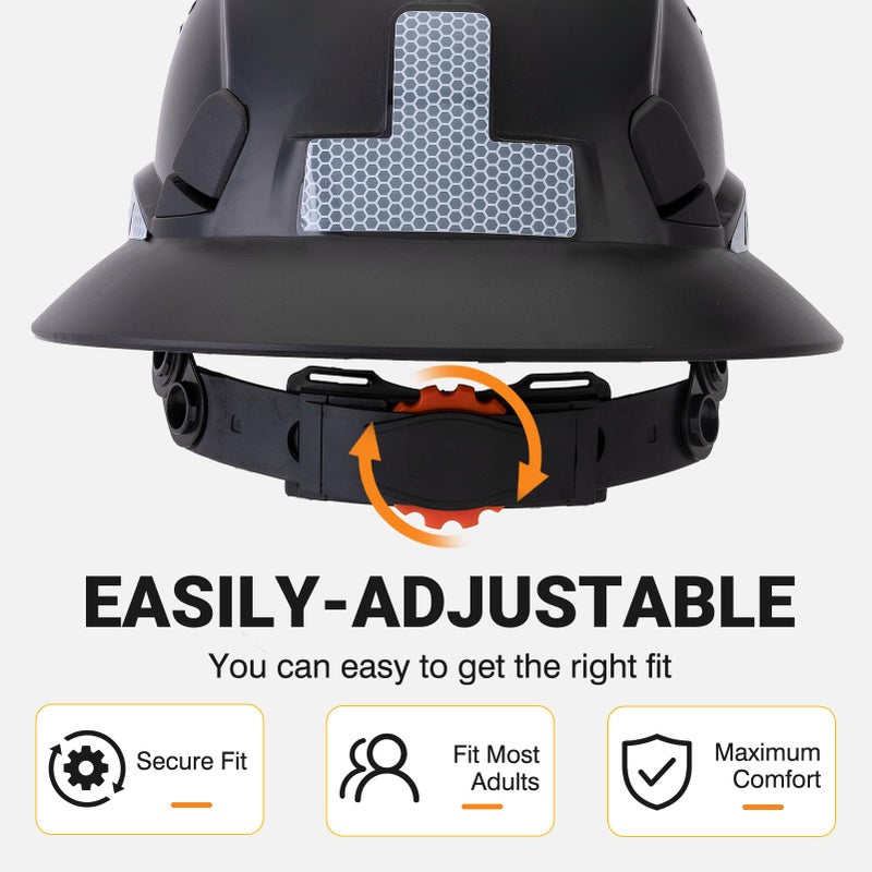 LOHASWORK Full Brim Hard Hat Construction OSHA Approved Vented Hard Hat Cascos De Construccion Adjustable Cool Vent Work Safety Helmet for Men and Women - Image 5