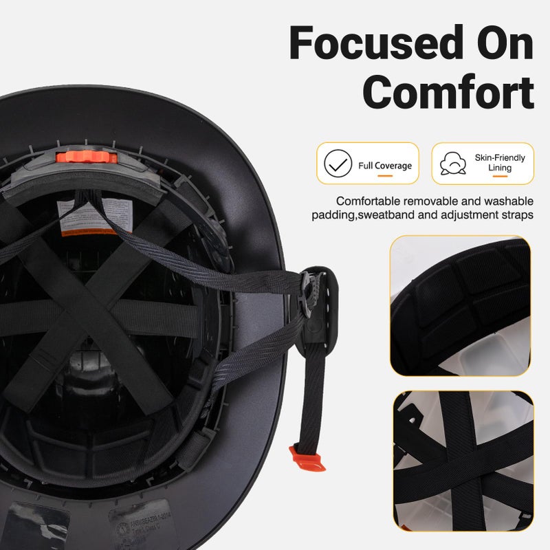 LOHASWORK Full Brim Hard Hat Construction OSHA Approved Vented Hard Hat Cascos De Construccion Adjustable Cool Vent Work Safety Helmet for Men and Women - Image 4