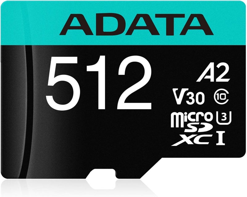 ADATA ADATA Premier Pro 512GB MicroSDXCSDHC UHSI U3 Class 10 V30S A2 Memory Card with SD Adapter  Waterproof Shockproof Xray Proof Magnet Proof and Temperature Resistant - Image 1