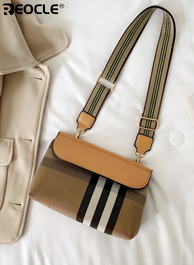 REOCLE Women's Crossbody Bags Shoulder Bags Handbag with Adjustable Wide Strap Trendy Design Purse Versatile Small Square Bag Canvas Bag - Image 2