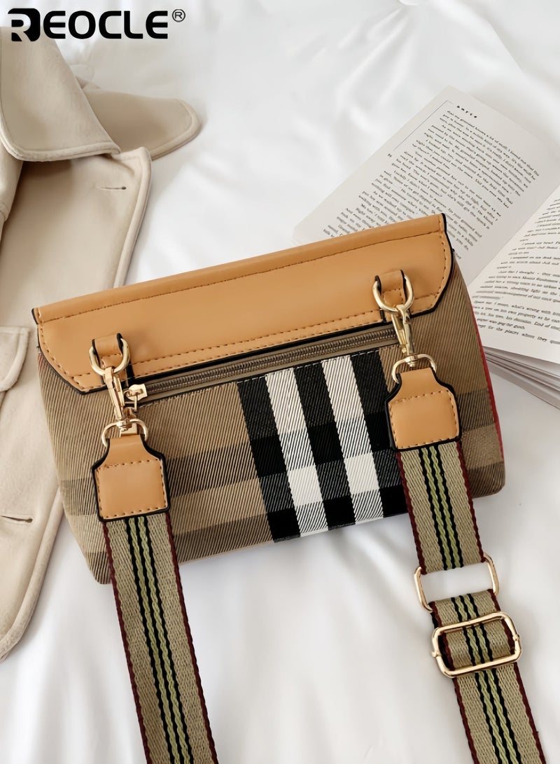 REOCLE Women's Crossbody Bags Shoulder Bags Handbag with Adjustable Wide Strap Trendy Design Purse Versatile Small Square Bag Canvas Bag - Image 3