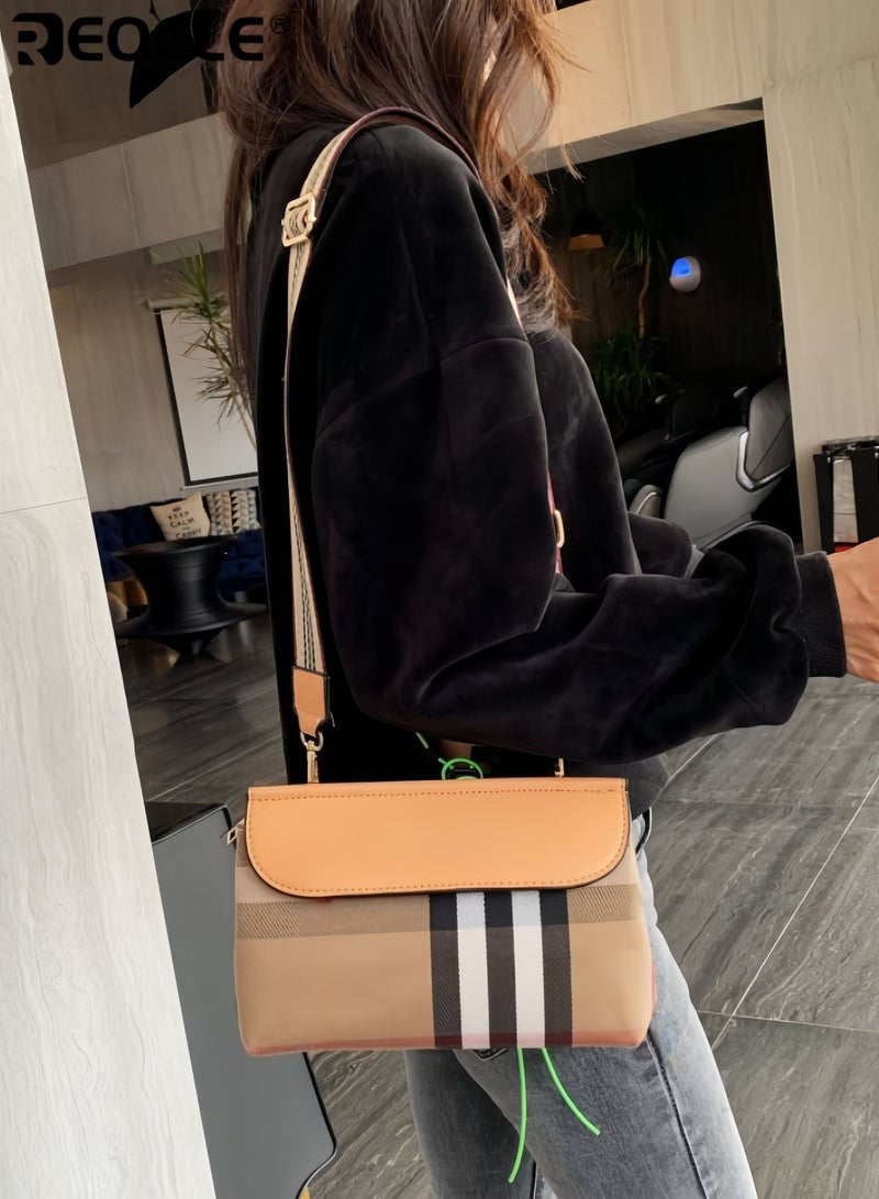 REOCLE Women's Crossbody Bags Shoulder Bags Handbag with Adjustable Wide Strap Trendy Design Purse Versatile Small Square Bag Canvas Bag - Image 5