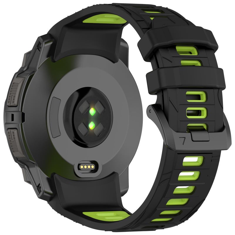 إيروريكس لساعة Garmin Instinct 3 Amoled / Solar 45 مم سوار سيليكون رياضي بلونين (أسود + أخضر) - Image 2