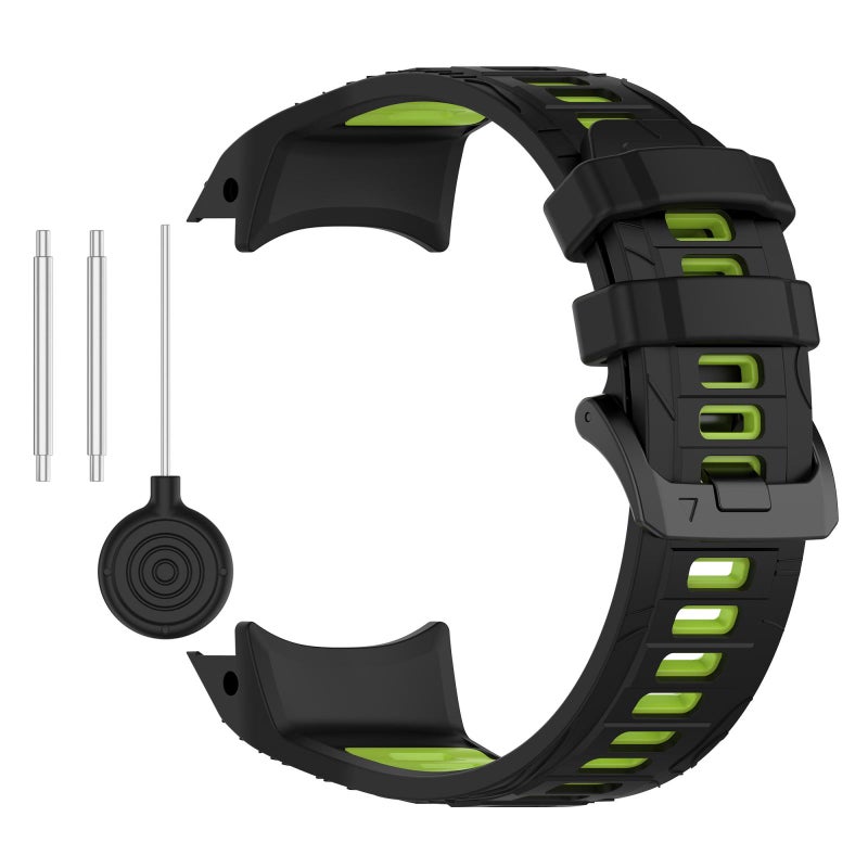 إيروريكس لساعة Garmin Instinct 3 Amoled / Solar 45 مم سوار سيليكون رياضي بلونين (أسود + أخضر) - Image 3