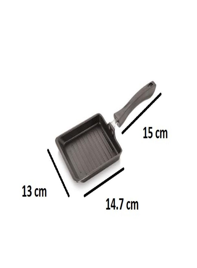 MARWALL Mini Grill Pan with Non-Stick Coating, Bakelite Stay Cool Handle, Compact for Sandwiches and Vegetables - Image 4