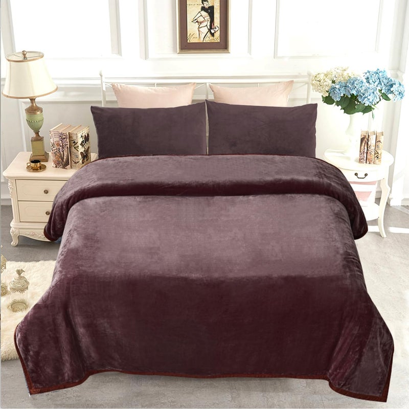 JYK Fleece Plush Blanket 4.5 LB, 1 Ply, Korean Mink Blanket King 85" x 95" - Super Soft and Warm, Lightweight and Cozy Fuzzy Solid Color Fleece Blanket for Bed, Brown - Image 2