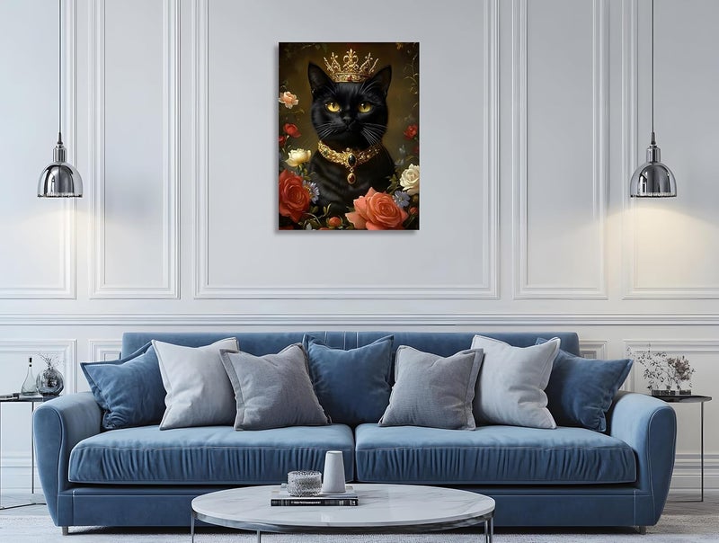 OWNANRTHM Gothic Cat Wall Art with Crown - Image 3