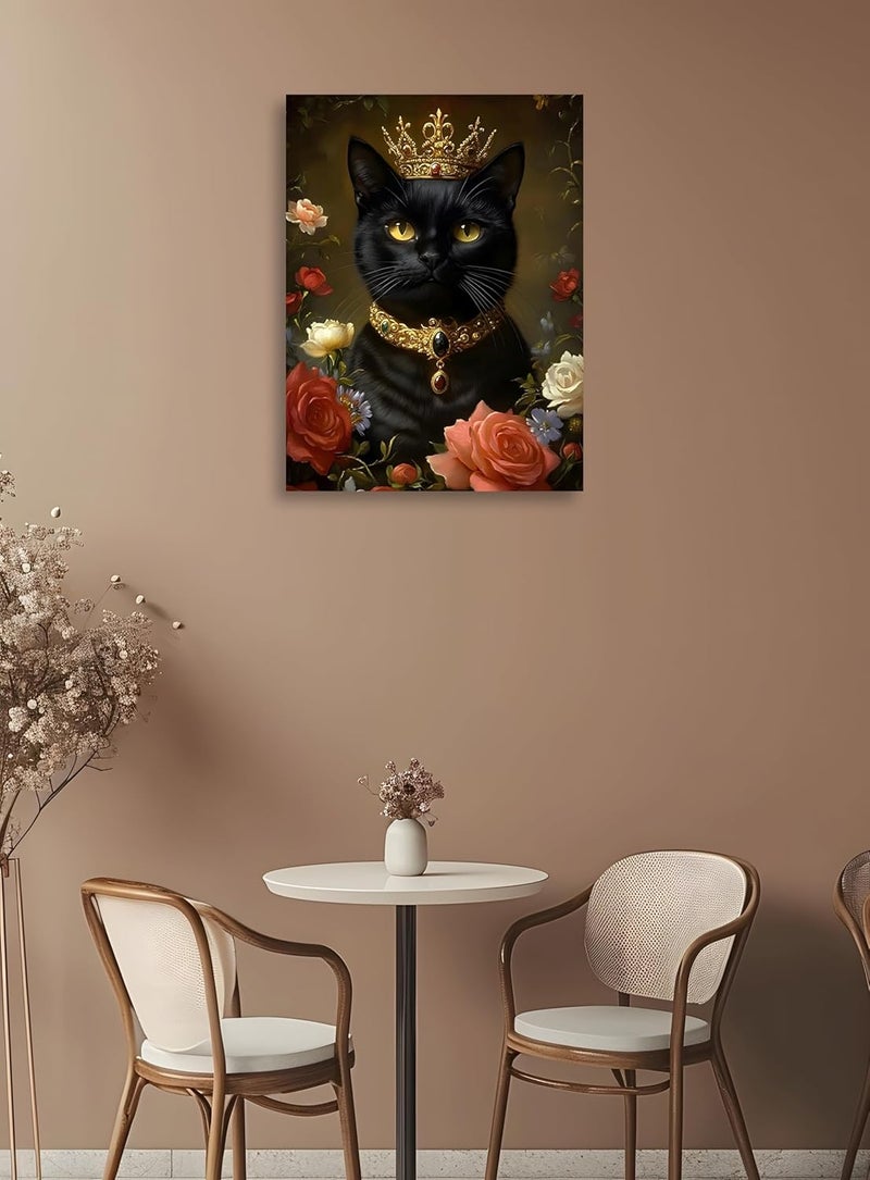 OWNANRTHM Gothic Cat Wall Art with Crown - Image 4