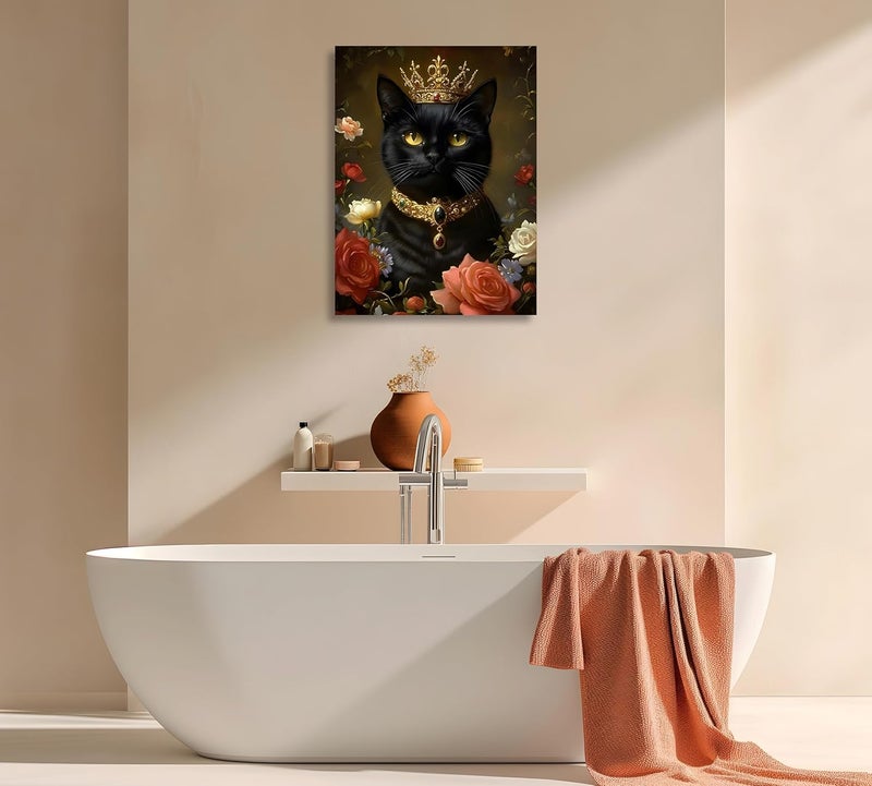 OWNANRTHM Gothic Cat Wall Art with Crown - Image 5